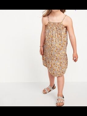 Girls' Yellow Floral Spaghetti-Strap Dress